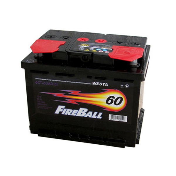 Аккумулятор FireBall 6СТ-60, 60 Ач, 480 А, прямая полярность