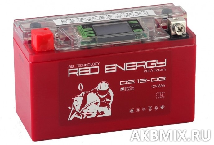 Аккумулятор Red Energy DS 12-08 (12V, 8Ah, 120A) [YT7B-BS, YT7B-4, YT9B-BS]