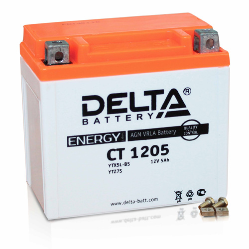 Аккумулятор Delta CT 1205 (12V, 5Ah, 80A) [YTX5L-BS, YTZ7S, YT5L-BS]