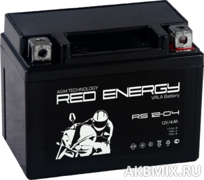 Аккумулятор Red Energy RS 12-04 (12V, 4Ah, 65A) [YTX4L-B, YB4L-A, YB4L-B]