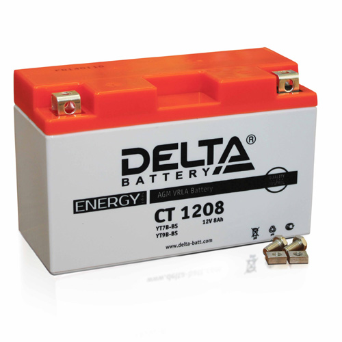 Аккумулятор Delta CT 1208 (12V, 8Ah, 110A) [YT7B-BS, YT7B-4, YT9B-BS]