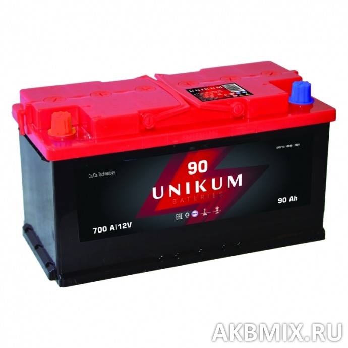 Аккумулятор UNIKUM 6СТ-90, 90 Ач, 700 А, прямая полярность