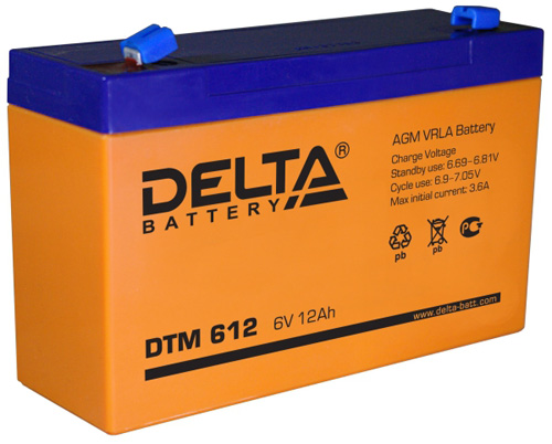 Аккумулятор Delta DTM 612 (6V, 12Ah)