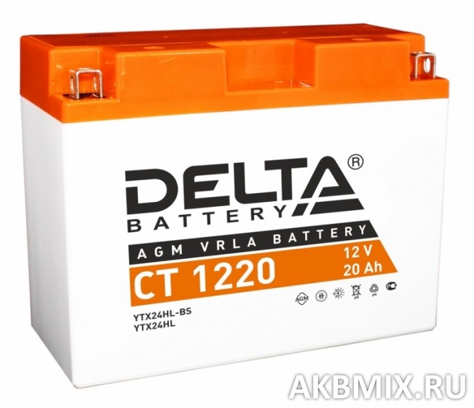 Аккумулятор Delta CT 1220 (12V, 20Ah, 250A) [Y50-N18L-A3, YTX24HL-BS, YTX24HL]