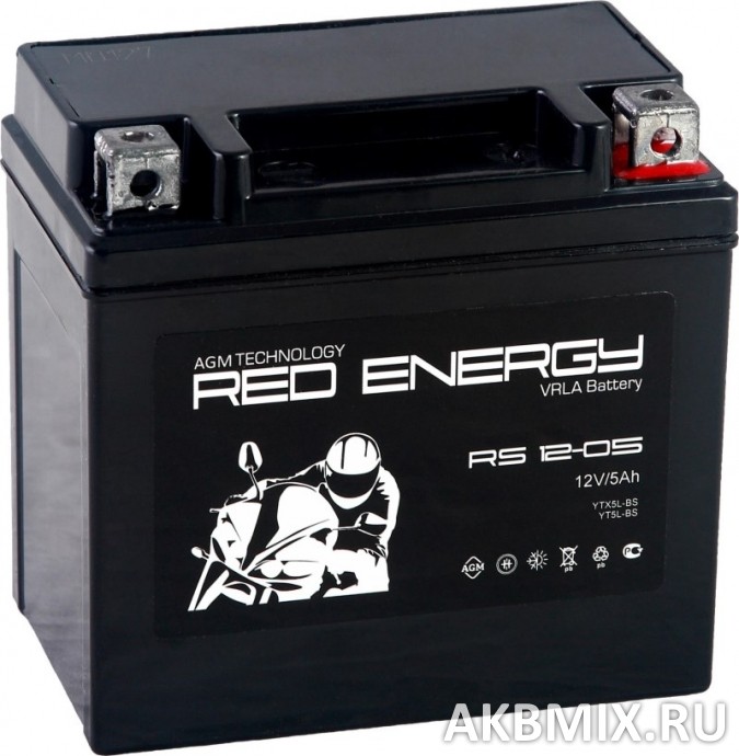 Аккумулятор Red Energy RS 12-05 (12V, 5Ah, 85A) [YTX5L-BS, YT5L-BS]