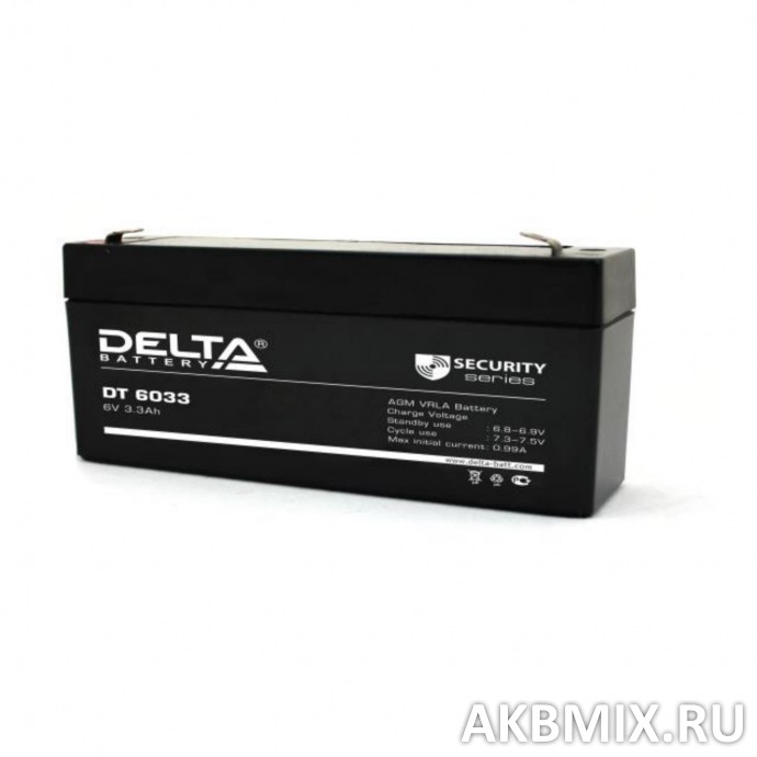 Аккумулятор Delta DT 6033 (6V, 3.3Ah)
