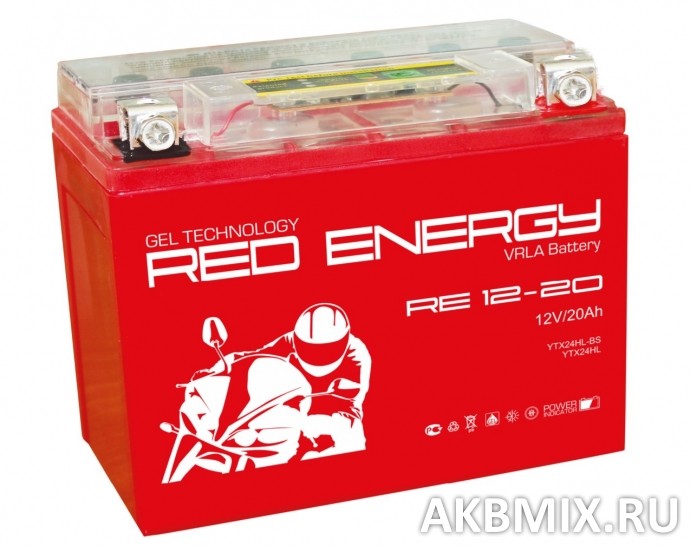 Аккумулятор Red Energy RE 12-20 (12V, 20Ah, 260A) [Y50-N18L-A3, YTX24HL-BS, YTX24HL]