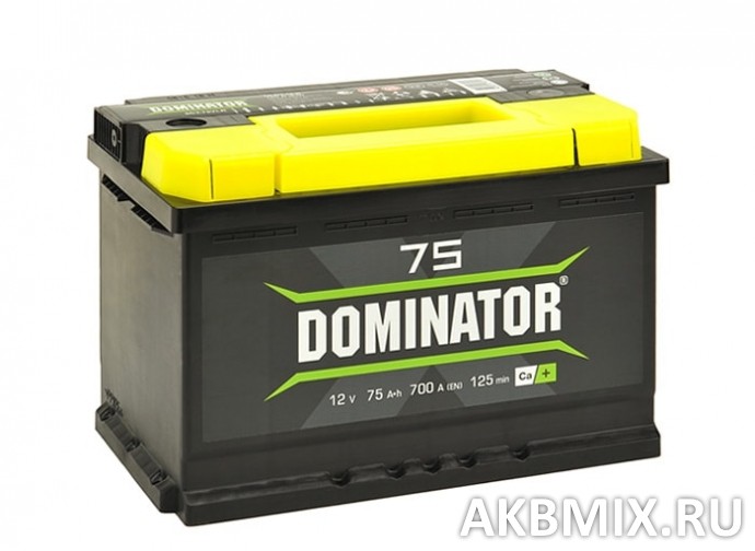 Аккумулятор Dominator 6СТ-75, 75 Ач, 700 А, прямая полярность